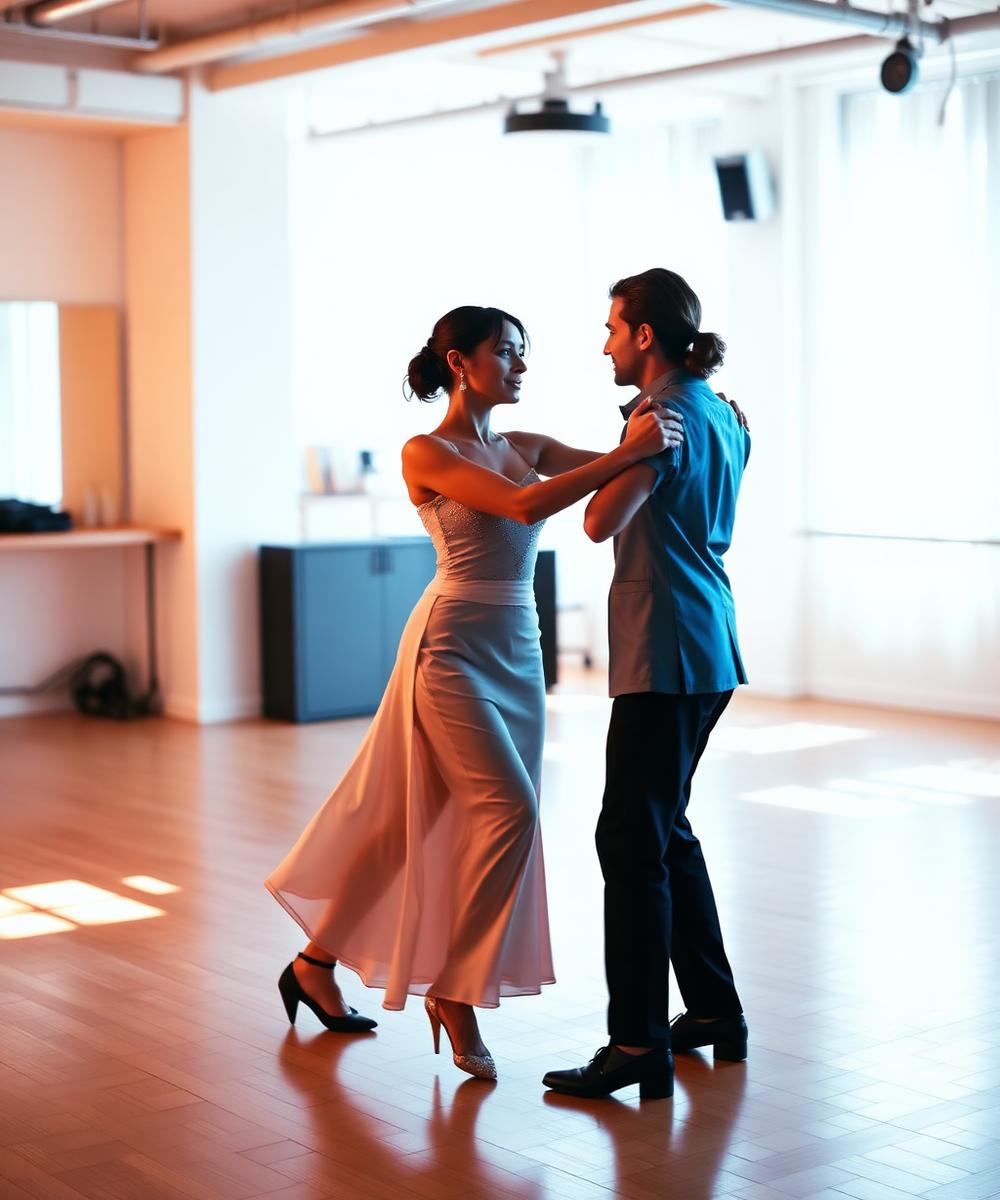 Partner dancing lesson in a New York studio