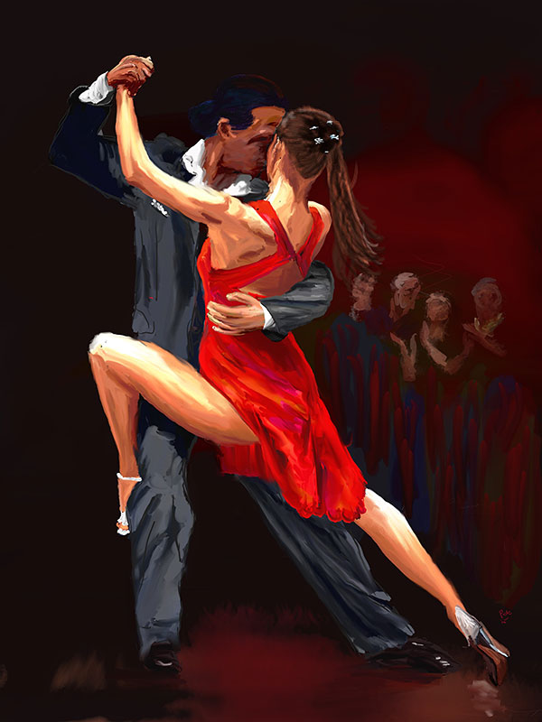 Argentine tango couple dancing